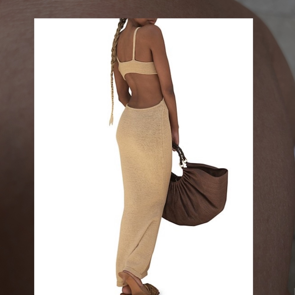 cult gaia tan knit maxi dress - Picture 3 of 6